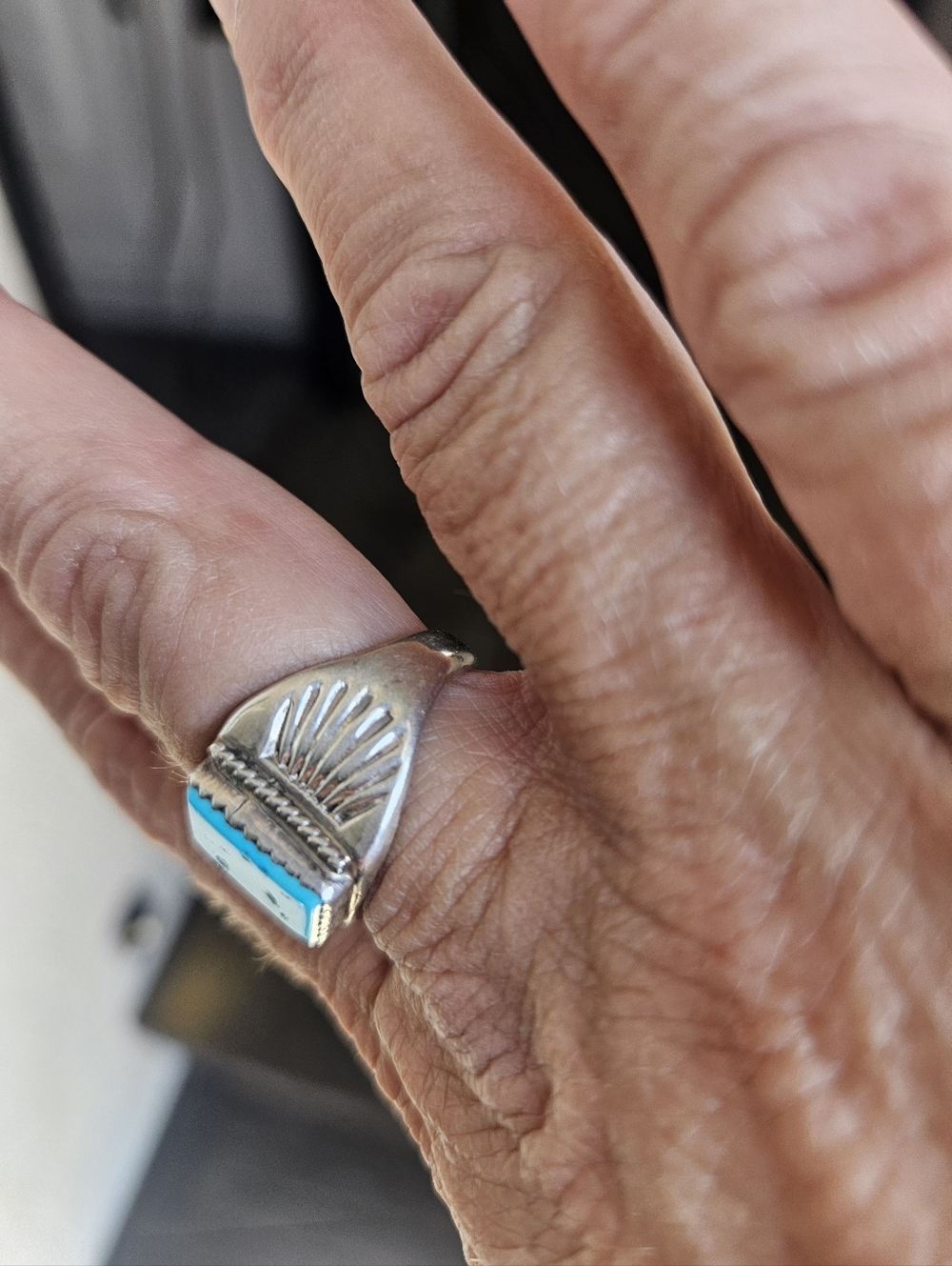 Sterling Silver Turquoise Statement Ring - Size 9.25 - Picture 3 of 6